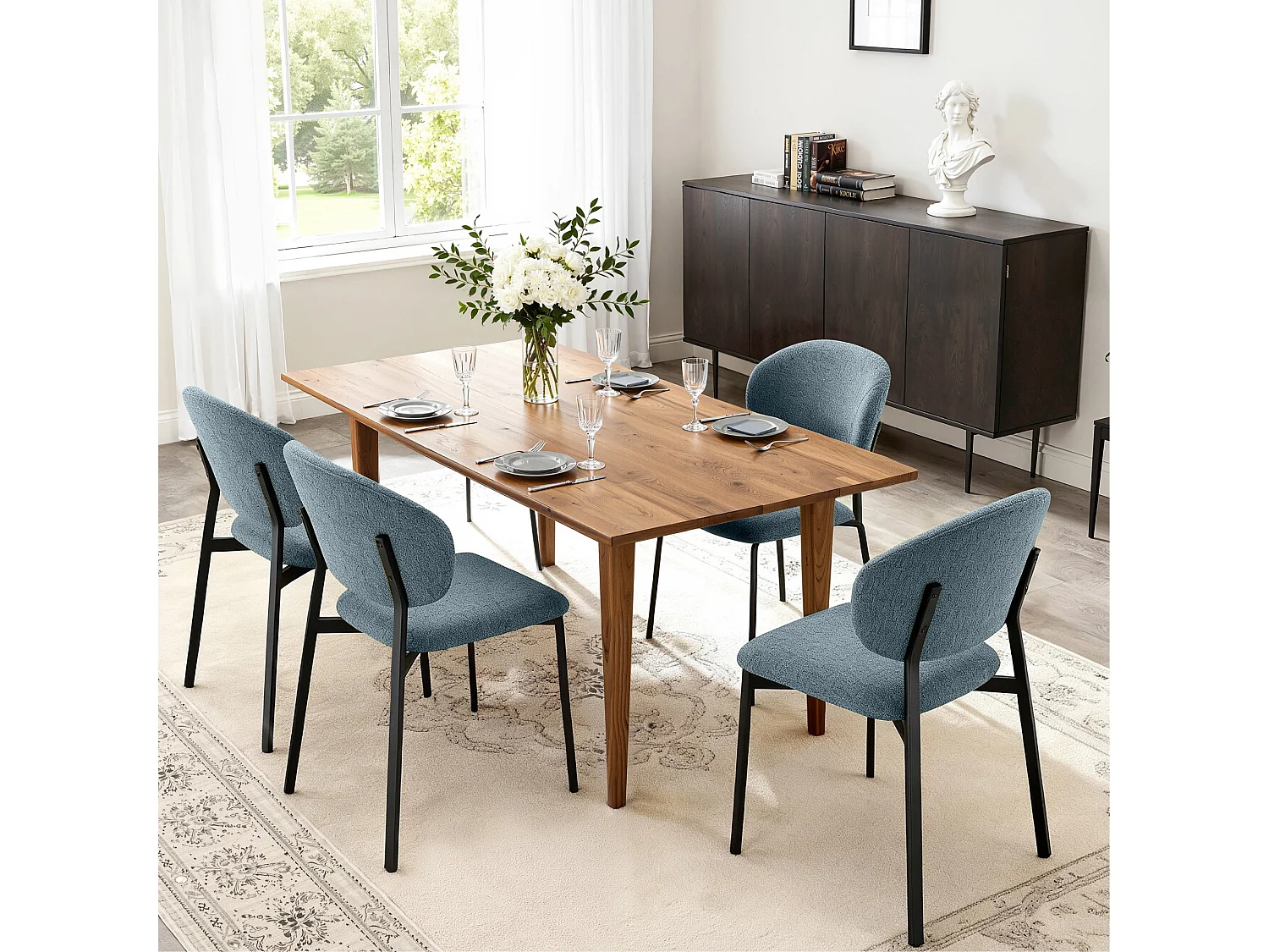 Lot de 4 Chaises Salle à Manger, Chaise Scandinave, Chaise Moderne Idéal pour Salle à Manger,Salon,Cuisine Bleu
