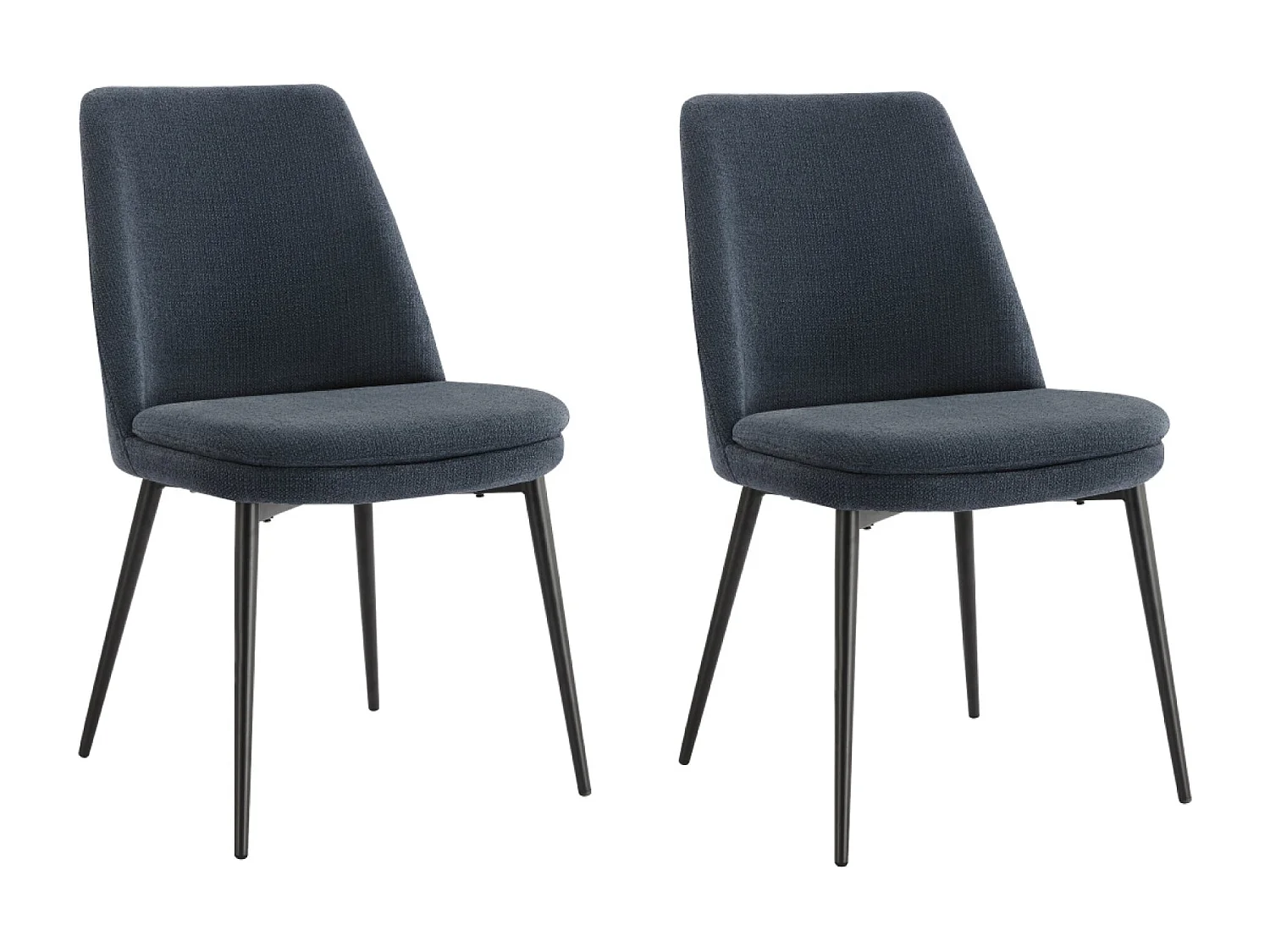 Lot de 2 Chaises de Salle à Manger, Pieds en Métal, Avec Dossier,en Chenille Bleu Foncé