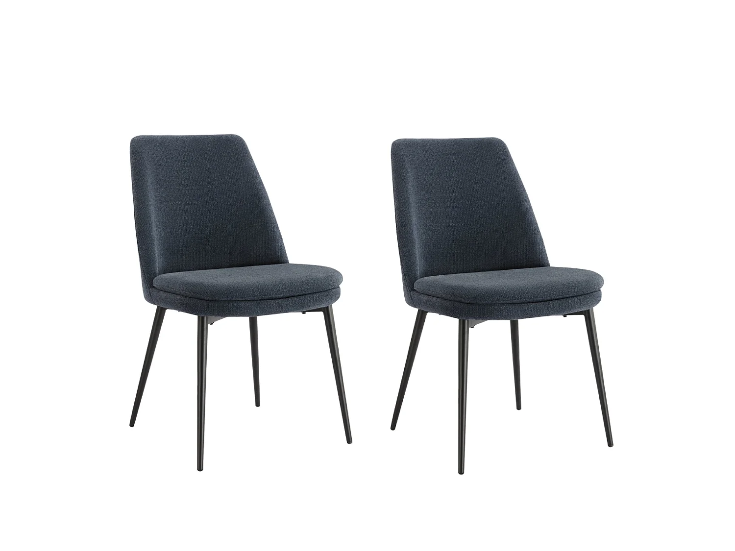 Lot de 2 Chaises de Salle à Manger, Pieds en Métal, Avec Dossier,en Chenille Bleu Foncé