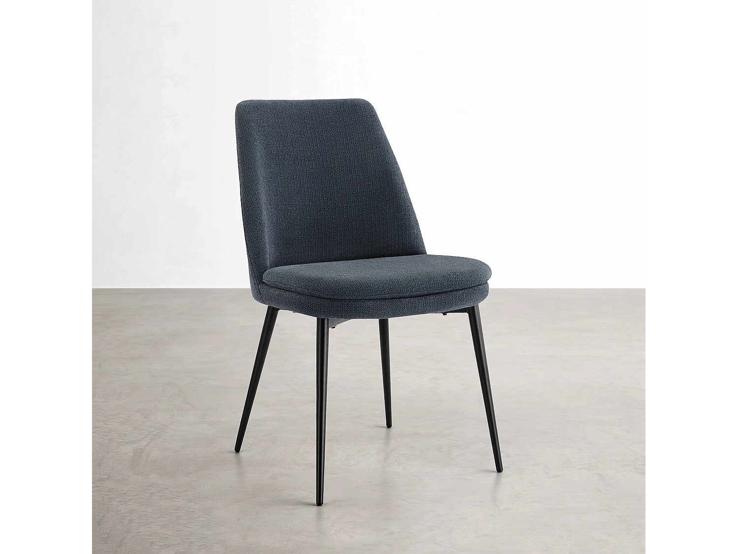 Lot de 2 Chaises de Salle à Manger, Pieds en Métal, Avec Dossier,en Chenille Bleu Foncé