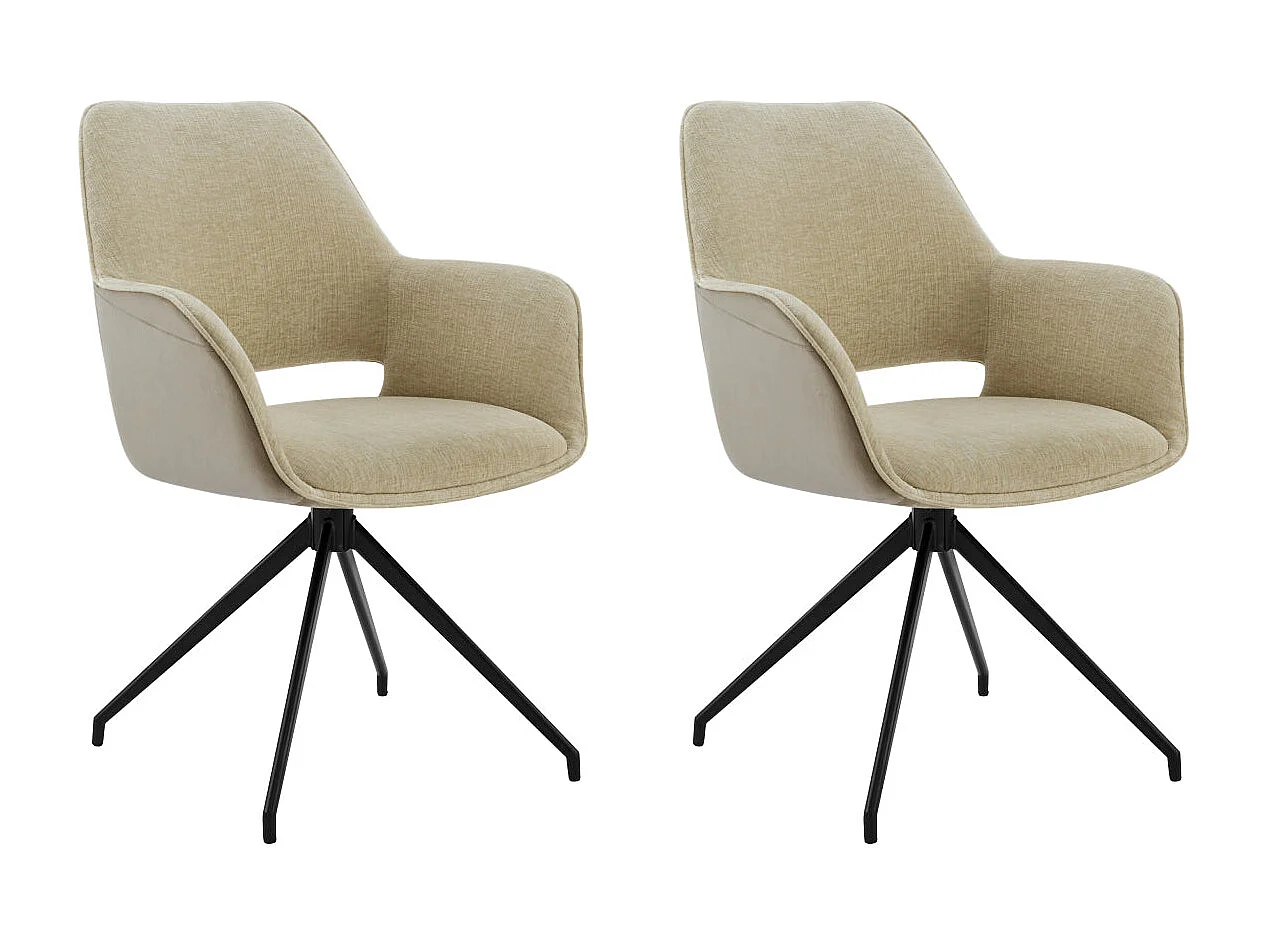 Lot de 2 Chaises de Salle à Manger,  Fauteuil Pivotant à 360 degrés, Chaise de Cuisine  Coussinets de Pied Réglables Beige