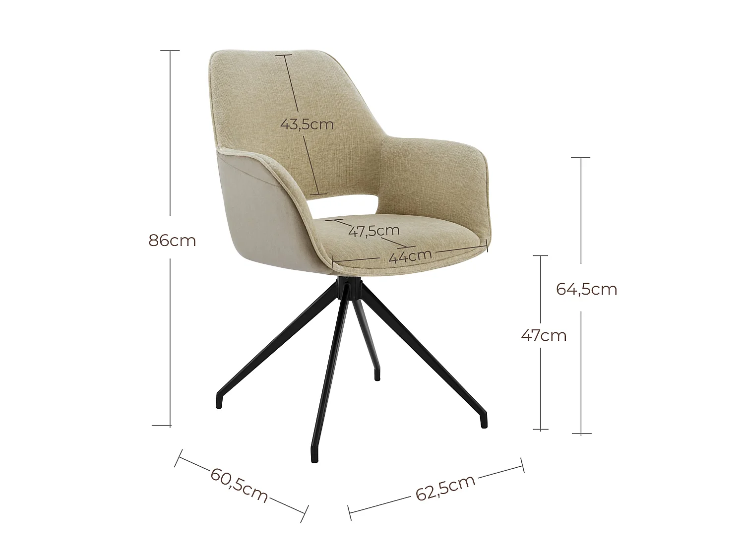 Lot de 2 Chaises de Salle à Manger,  Fauteuil Pivotant à 360 degrés, Chaise de Cuisine