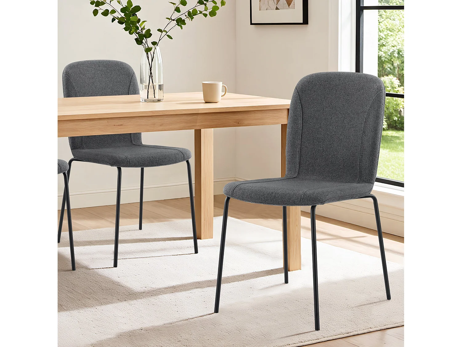 Lot de 4 Chaises de Salle à Manger, Chaise Scandinave, Chaise Moderne Idéal pour Salle à Manger,Salon,Cuisine Gris foncé