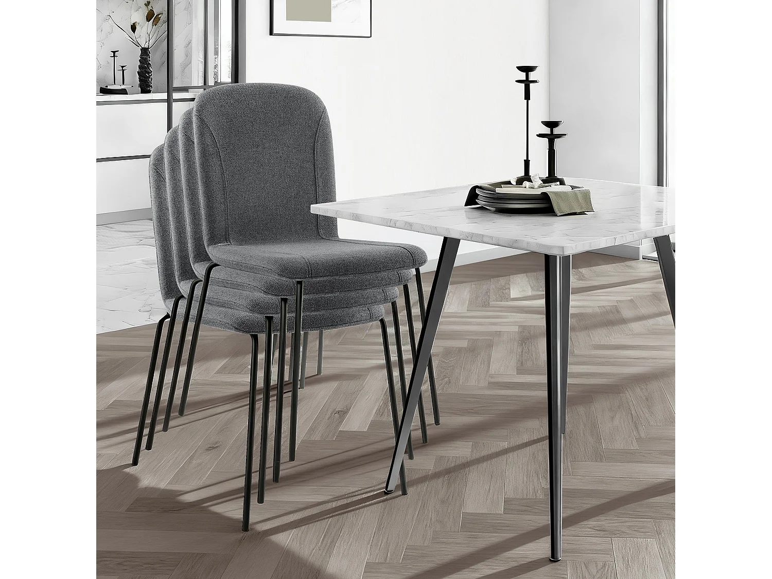 Lot de 4 Chaises de Salle à Manger, Chaise Scandinave, Chaise Moderne