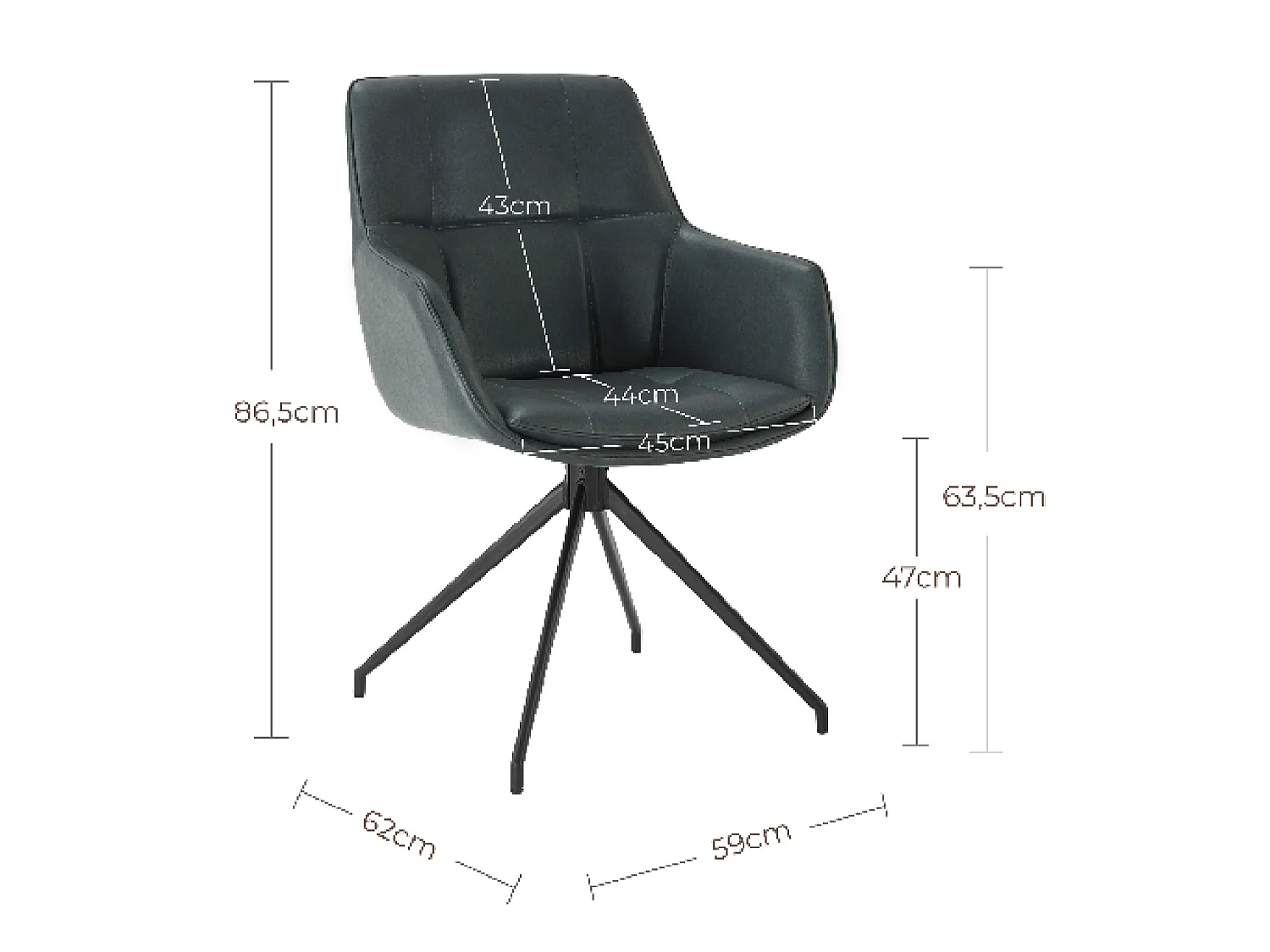 Lot de 2 Chaises de Salle à Manger,  Fauteuil Pivotant à 360 degrés, Chaise de Cuisine en PU
