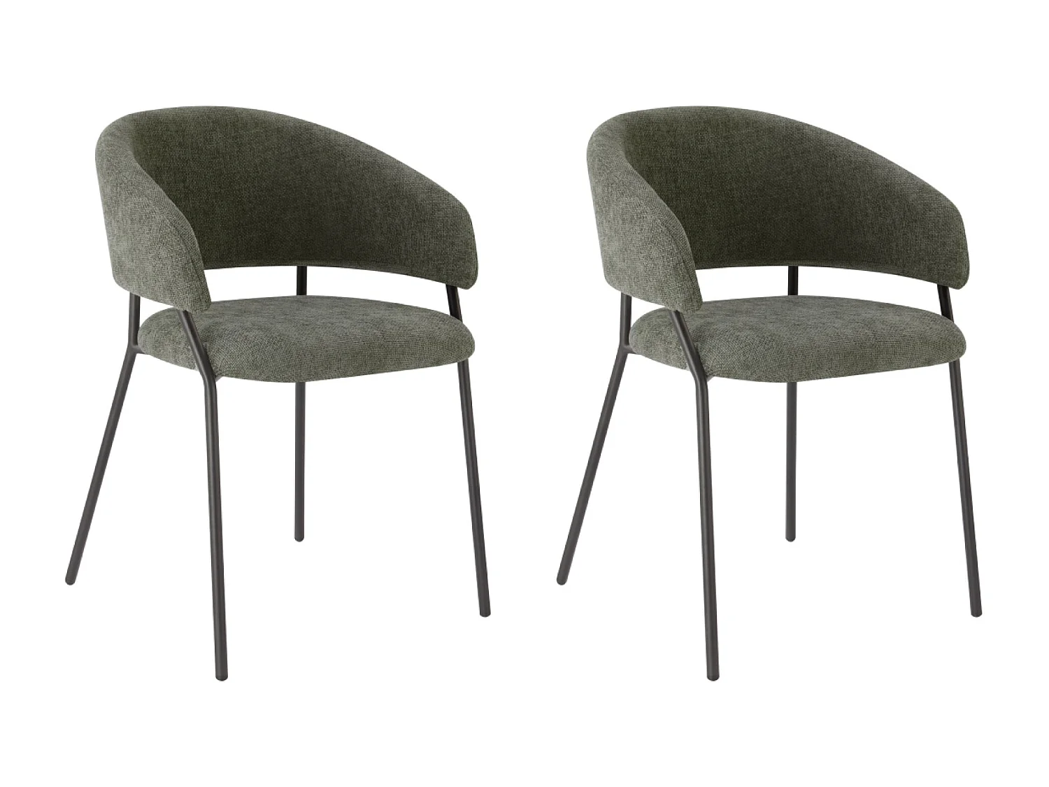 Lot de 2 Chaises de Salle à Manger, Pieds en Métal, Avec Dossier, Style Industriel Gris foncé