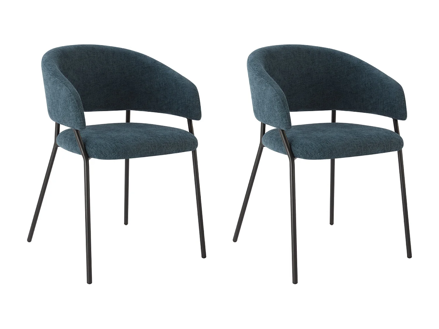 Lot de 2 Chaises de Salle à Manger, Pieds en Métal, Avec Dossier, Style Industriel bleu foncé