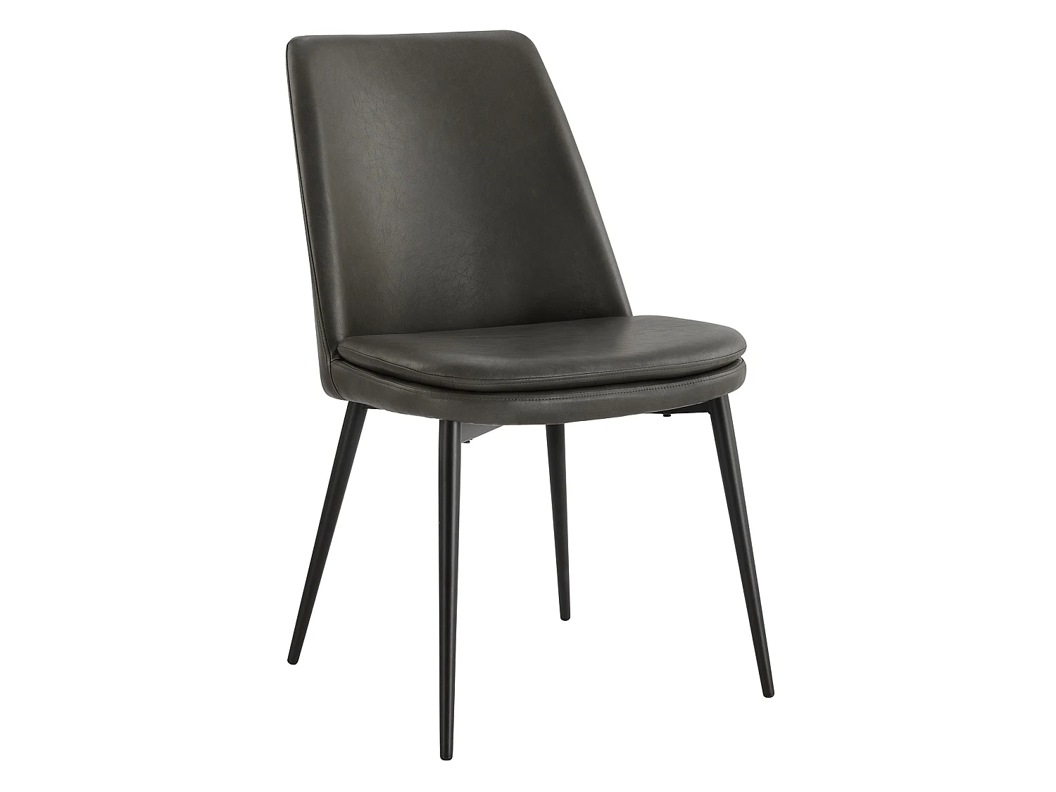 Lot de 2 Chaises de Salle à Manger, en PU, Pieds en Métal, Avec Dossier Gris Foncé