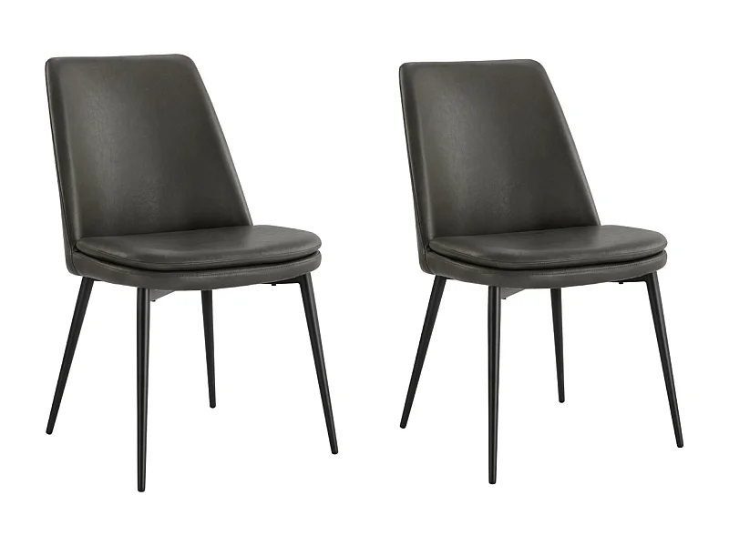 Lot de 2 Chaises de Salle à Manger, en PU, Pieds en Métal, Avec Dossier Gris Foncé