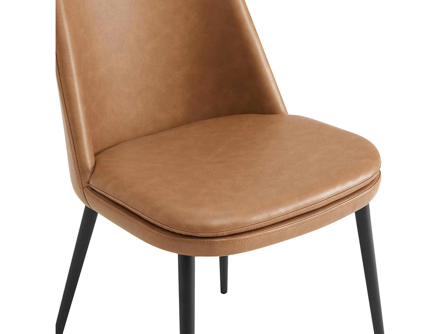 Lot de 2 Chaises de Salle à Manger, en PU, Pieds en Métal, Avec Dossier Marron