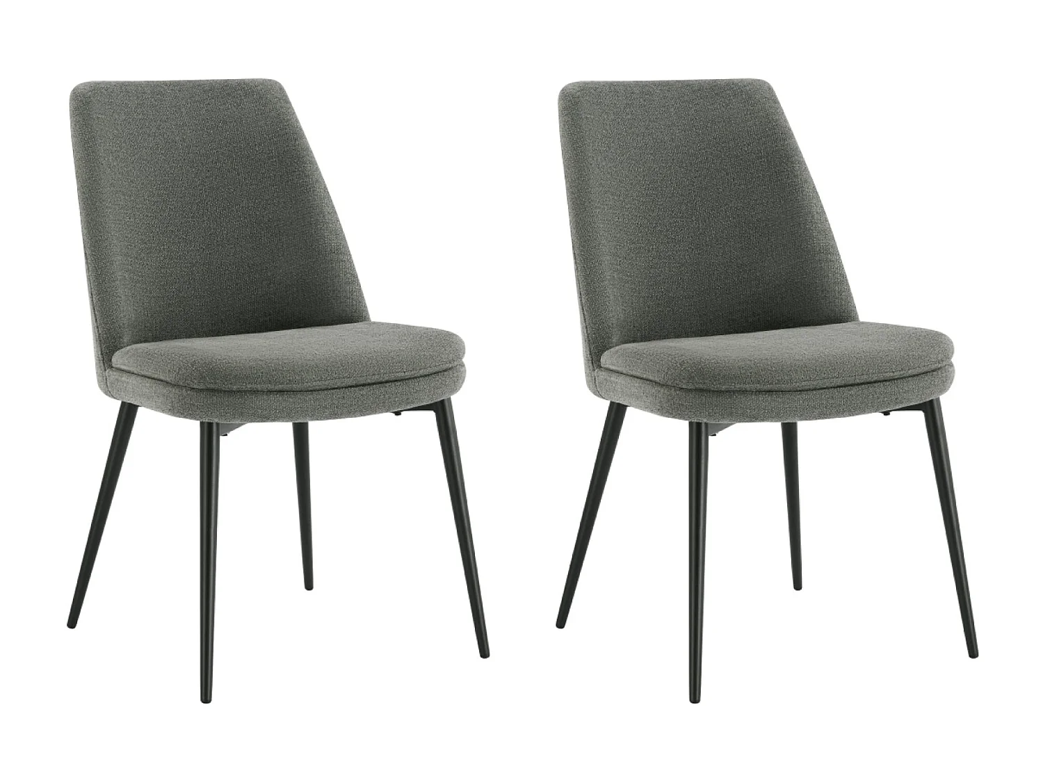 Lot de 2 Chaises de Salle à Manger, Pieds en Métal, Avec Dossier,en Chenille Gris foncé