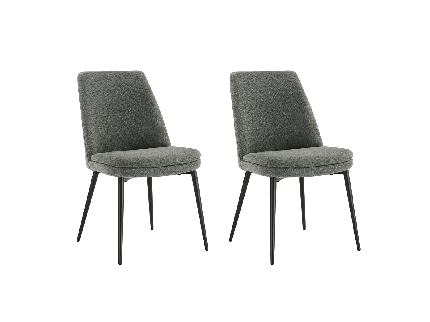 Lot de 2 Chaises de Salle à Manger, Pieds en Métal, Avec Dossier,en Chenille Gris foncé