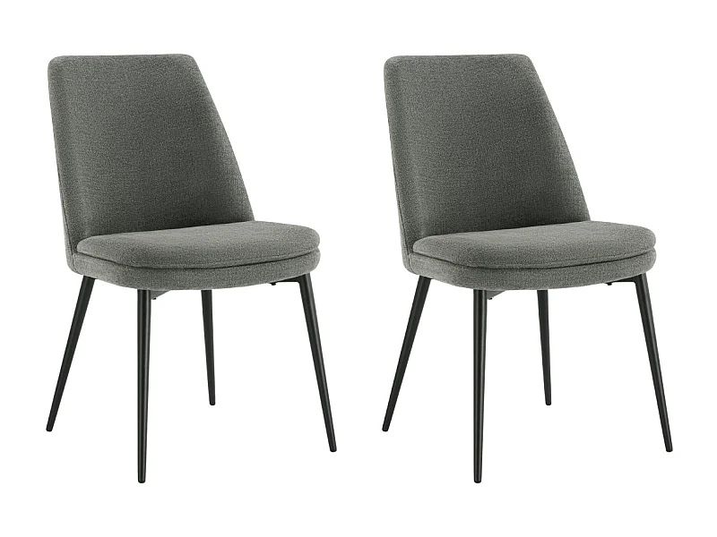 Lot de 2 Chaises de Salle à Manger, Pieds en Métal, Avec Dossier,en Chenille Gris foncé