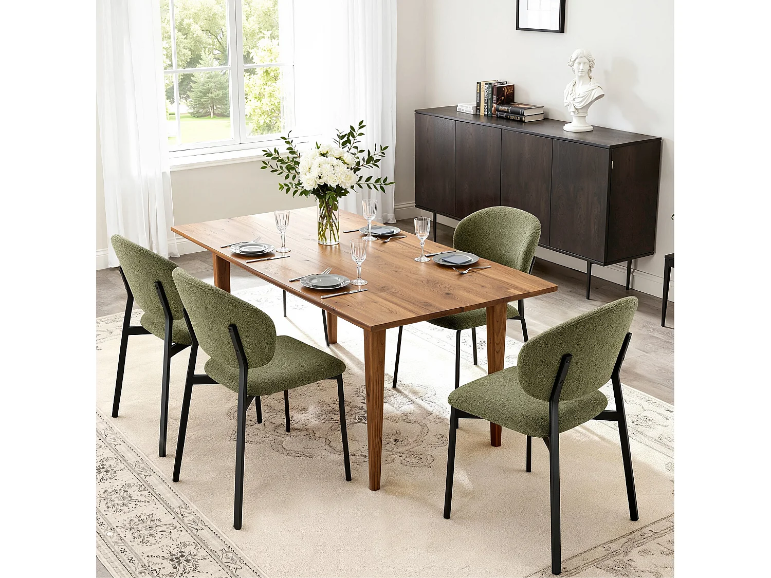 Lot de 4 Chaises Salle à Manger, Chaise Scandinave, Chaise Moderne Idéal pour Salle à Manger,Salon,Cuisine Vert