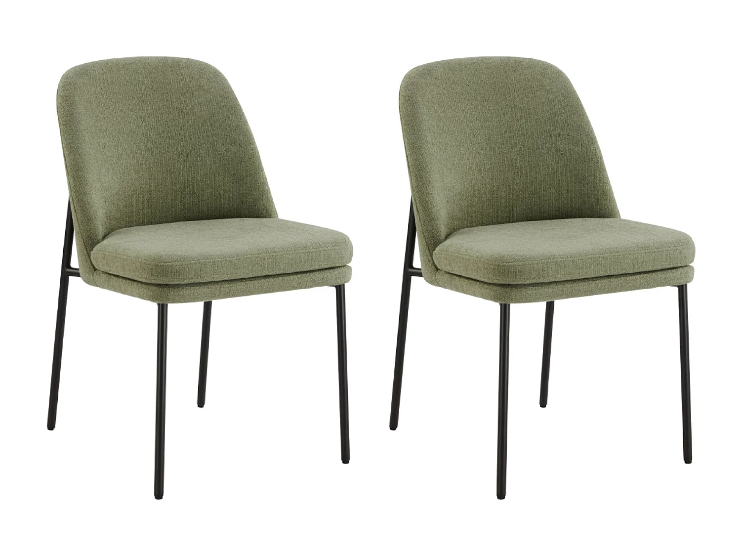 Lot de 2 Chaises de Salle à Manger, Pieds en Métal, Avec Dossier, Style Moderne Vert