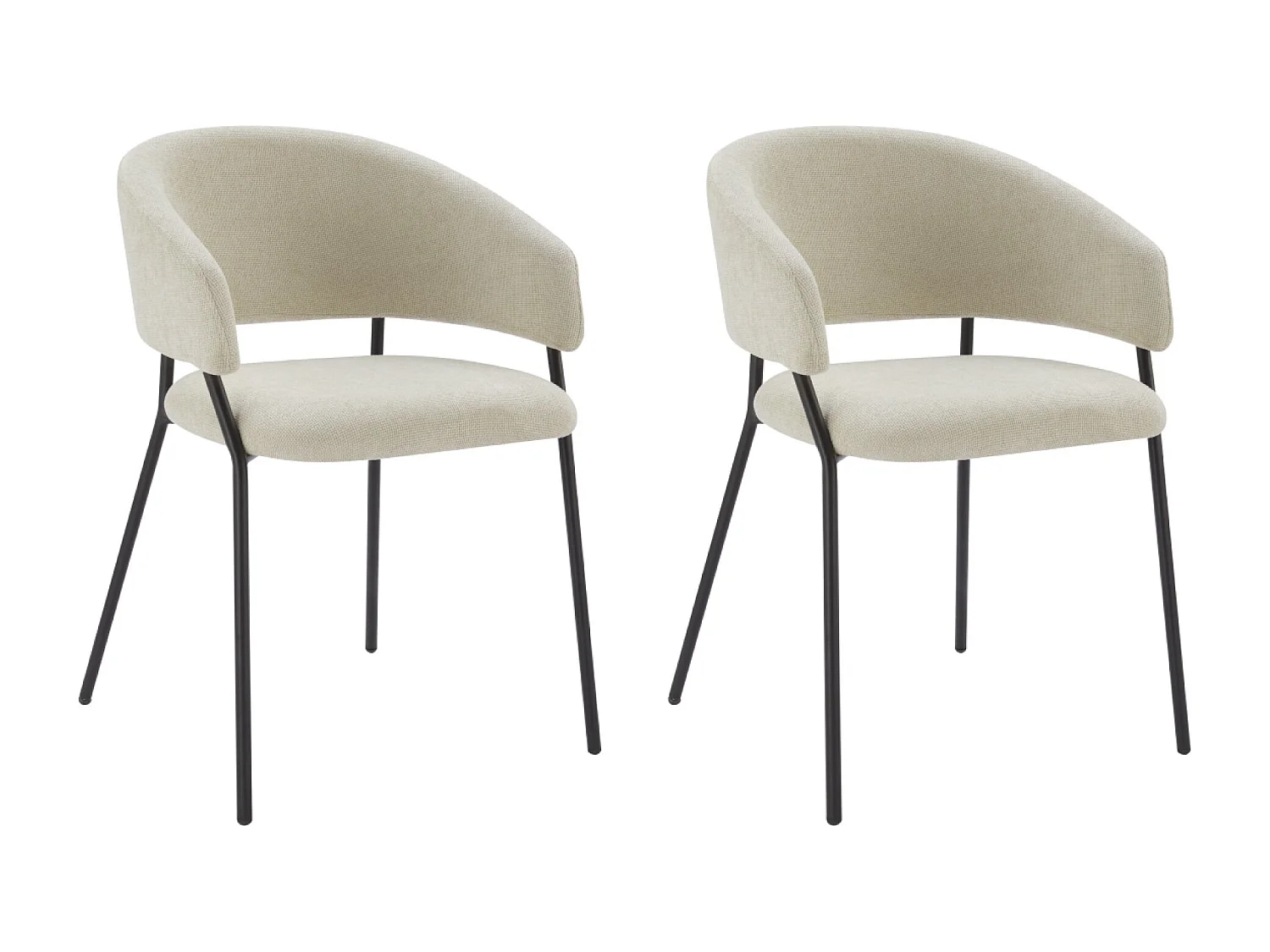 Lot de 2 Chaises de Salle à Manger, Pieds en Métal, Avec Dossier, Style Industriel Beige
