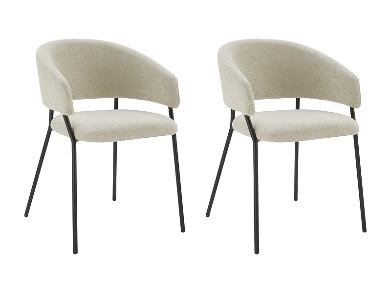 Lot de 2 Chaises de Salle à Manger, Pieds en Métal, Avec Dossier, Style Industriel Beige