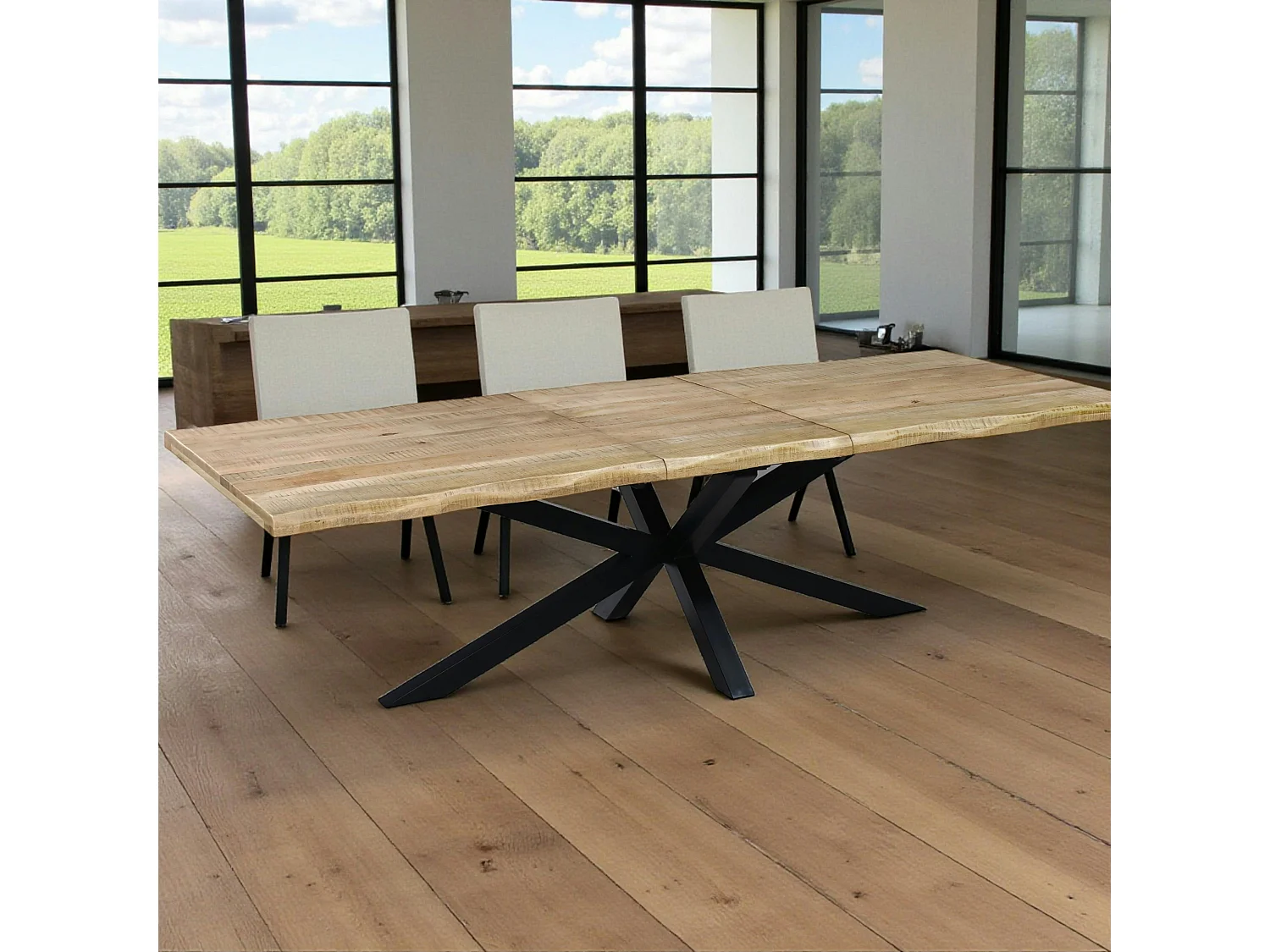Table à manger extensible bois massif 220/280 cm LUCKNOW