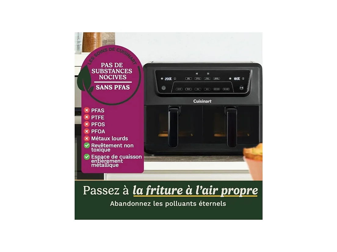 Friteuse sans huile CUISINART - Airfryer AFD10XBLE - Capacité 10,4L - Double cuves - Noir - 2400W
