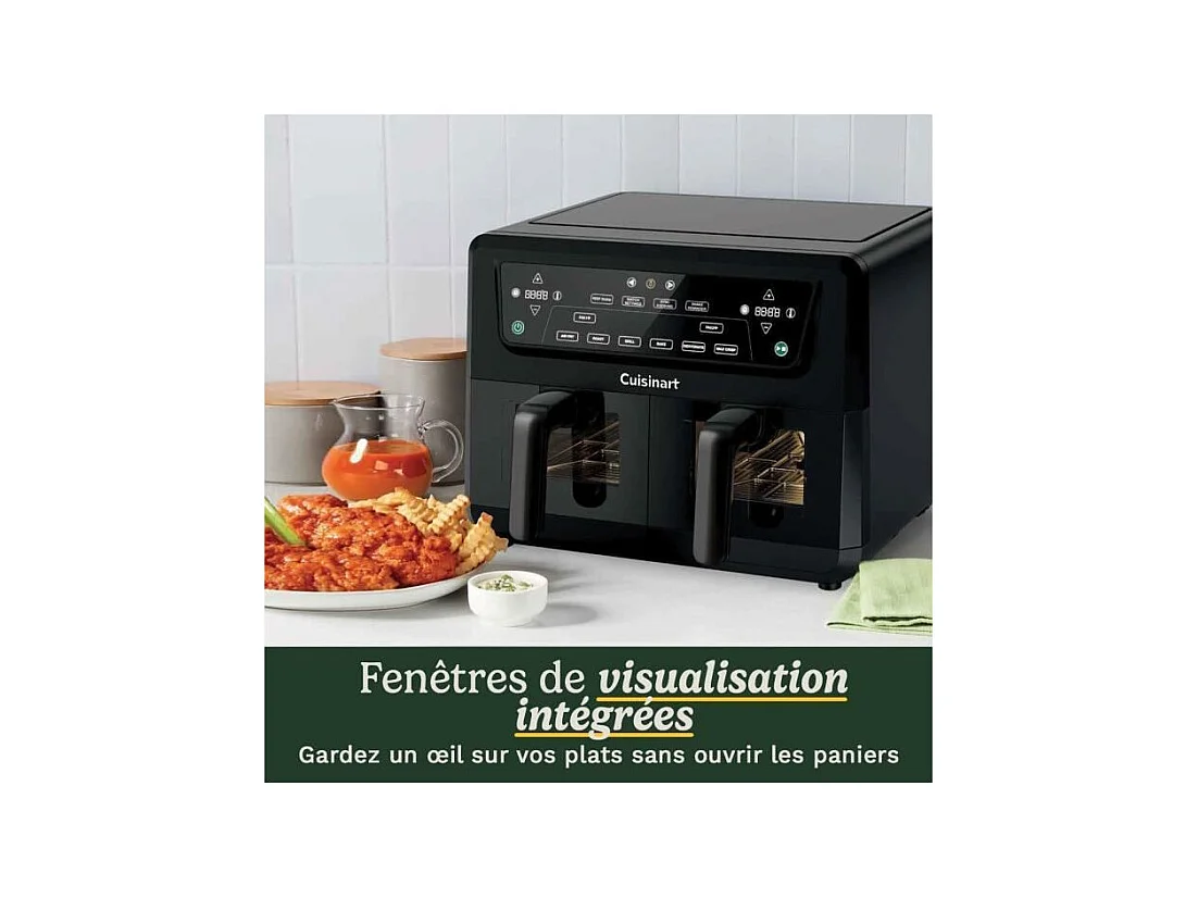 Friteuse sans huile CUISINART - Airfryer AFD10XBLE - Capacité 10,4L - Double cuves - Noir - 2400W