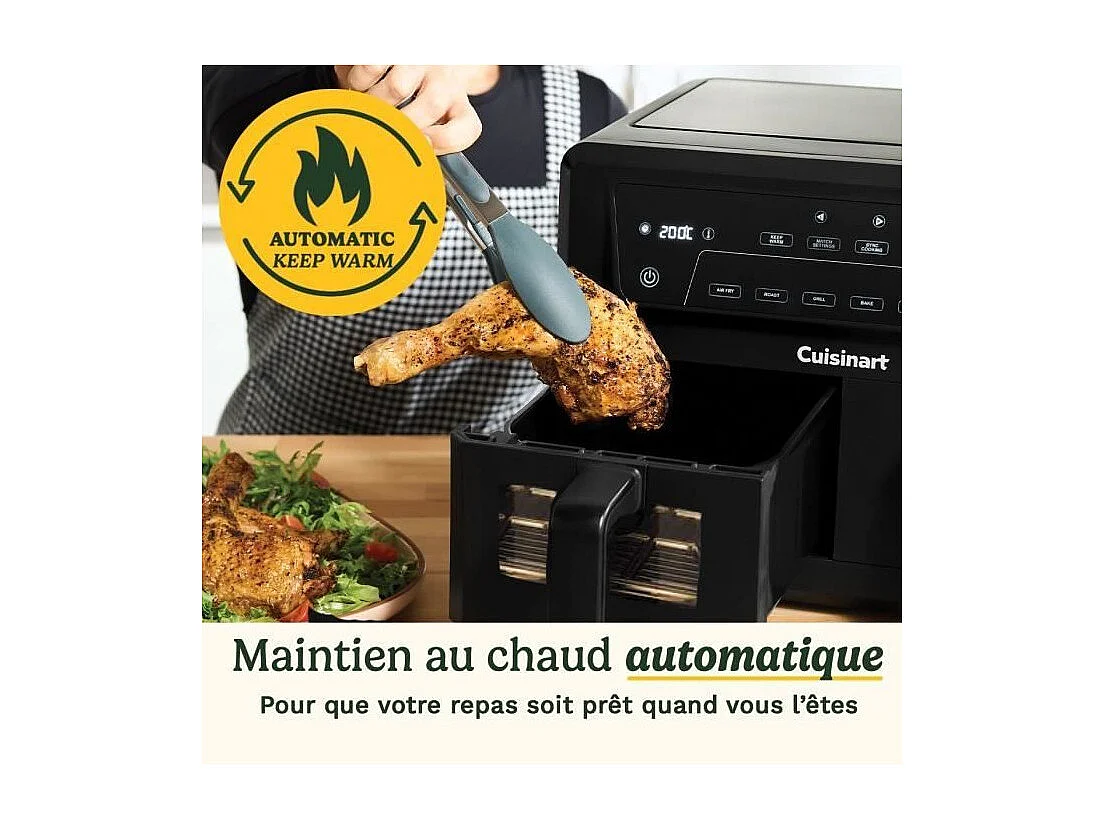 Friteuse sans huile CUISINART - Airfryer AFD10XBLE - Capacité 10,4L - Double cuves - Noir - 2400W