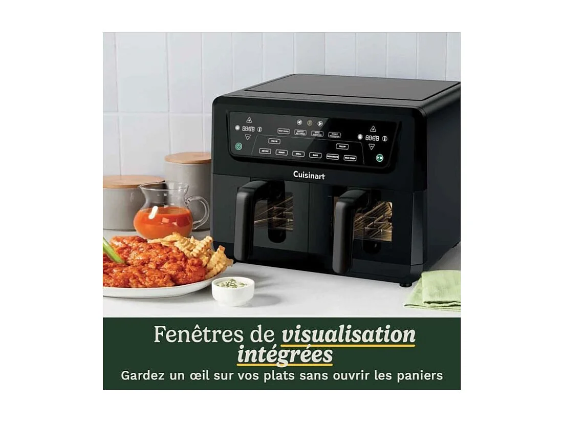 Friteuse sans huile CUISINART - Airfryer AFD10XBLE - Capacité 10,4L - Double cuves - Noir - 2400W