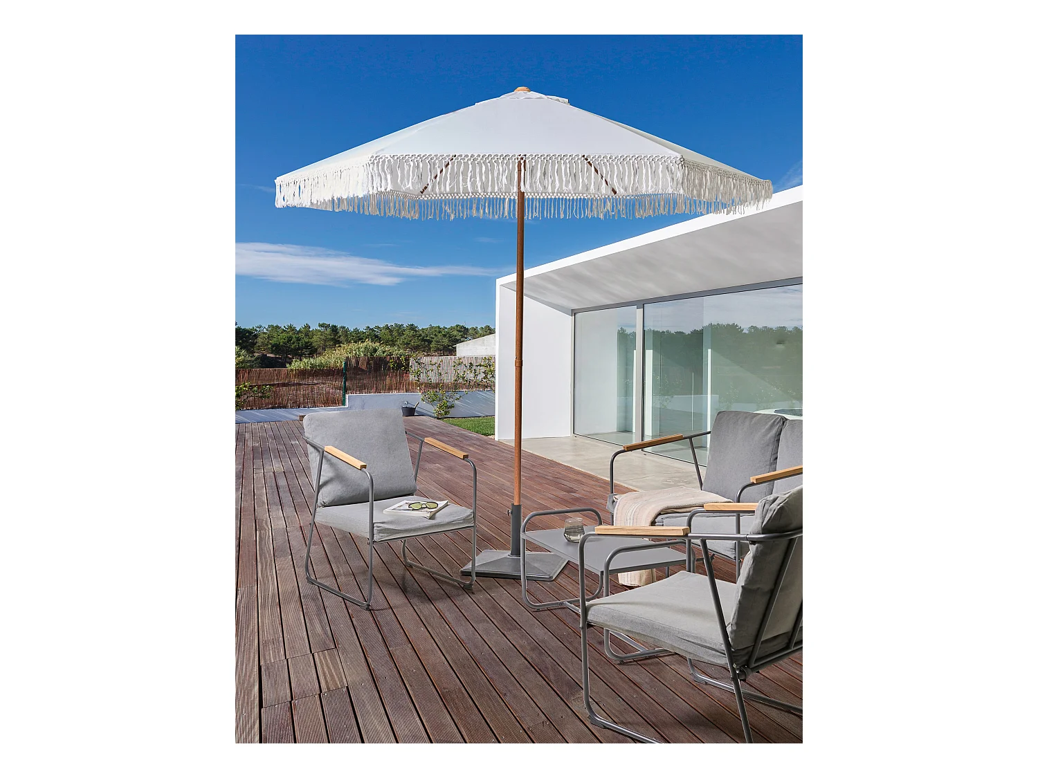 Parasol de jardin 258 cm MURASA Blanc