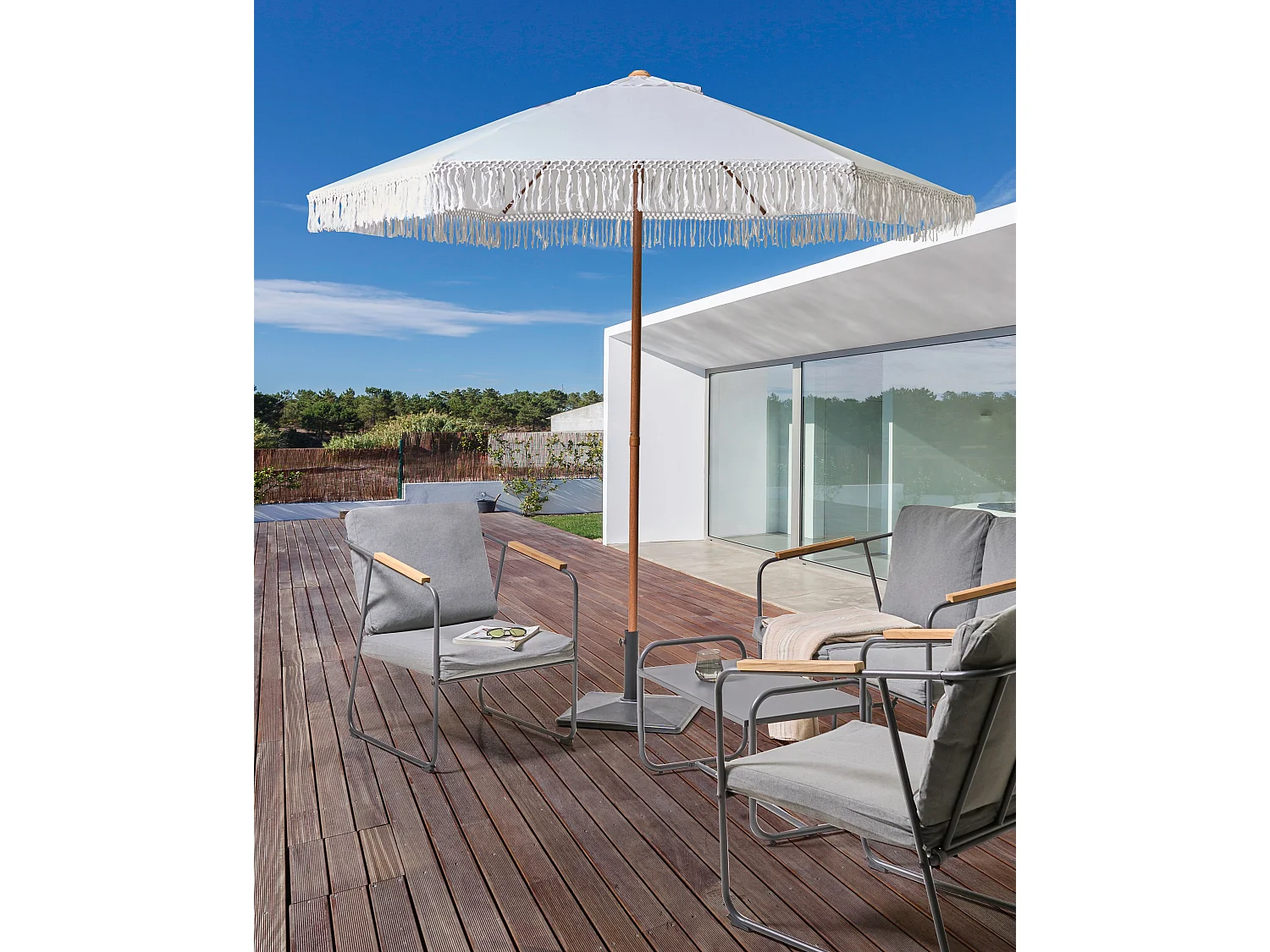 Parasol de jardin 258 cm MURASA Blanc