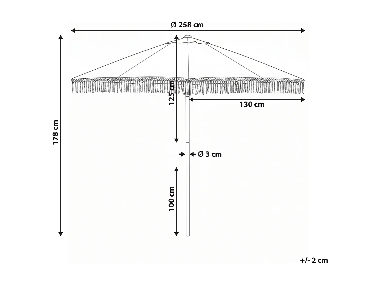 Parasol de jardin 258 cm MURASA Blanc