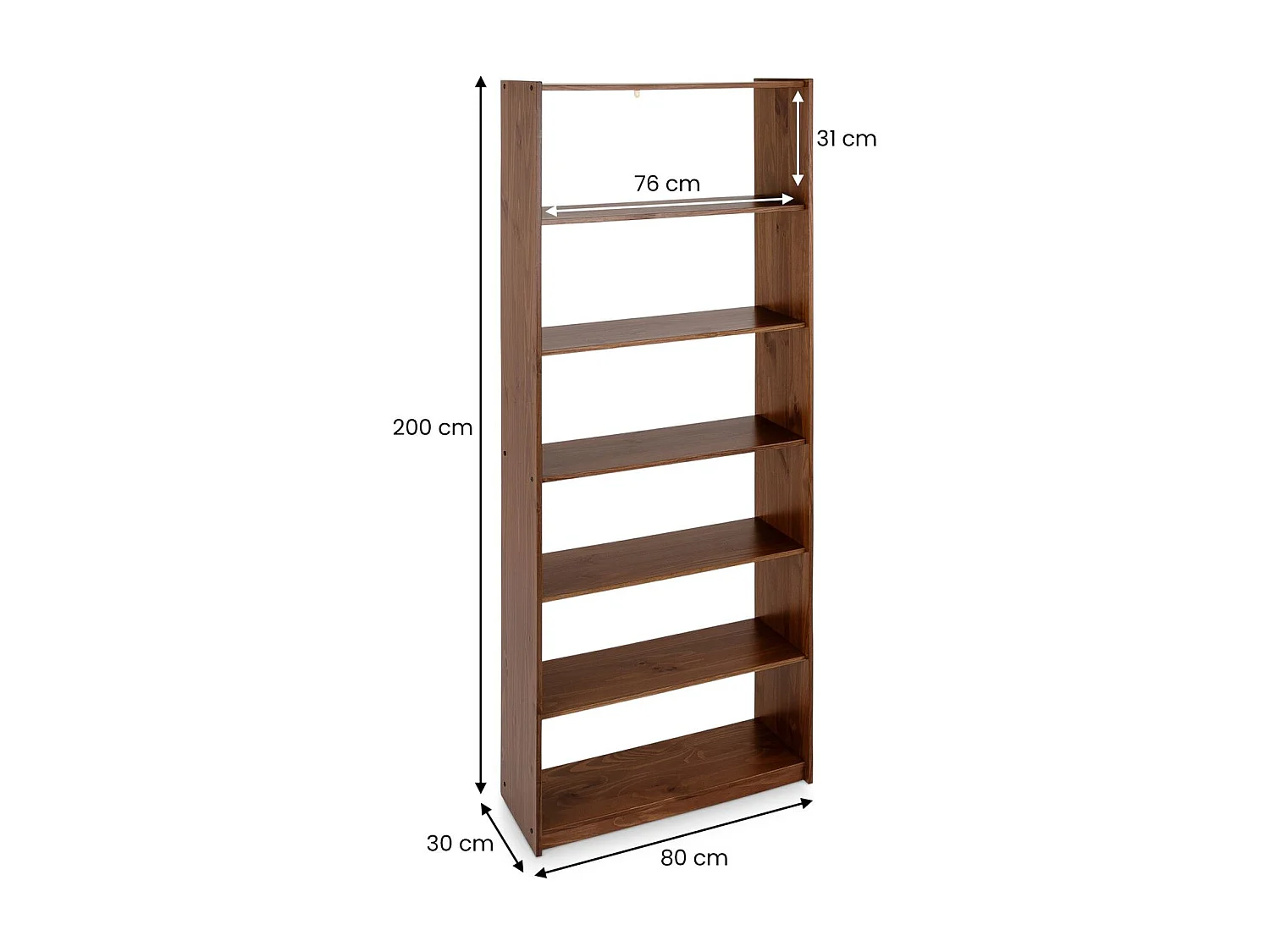Etagère Escalier MELLY H 240 cm en Bois Massif Coloris Châtaignier, Bibliothèque Sous-Pente, Rangement Ouvert sur Pied