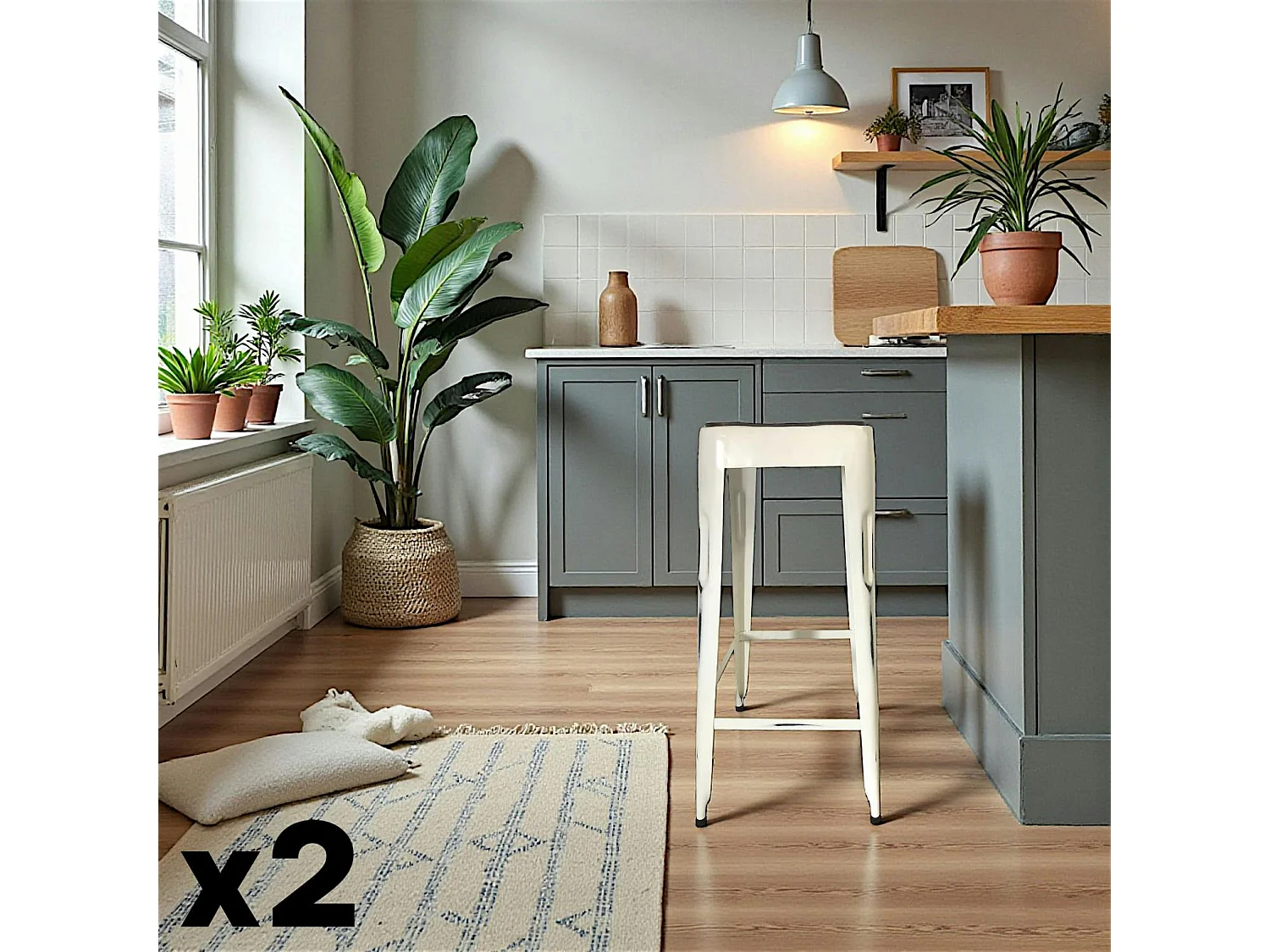 Tabouret de bar blanc (lot de 2) LEEDS