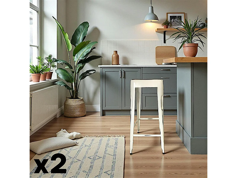Tabouret de bar blanc (lot de 2) LEEDS