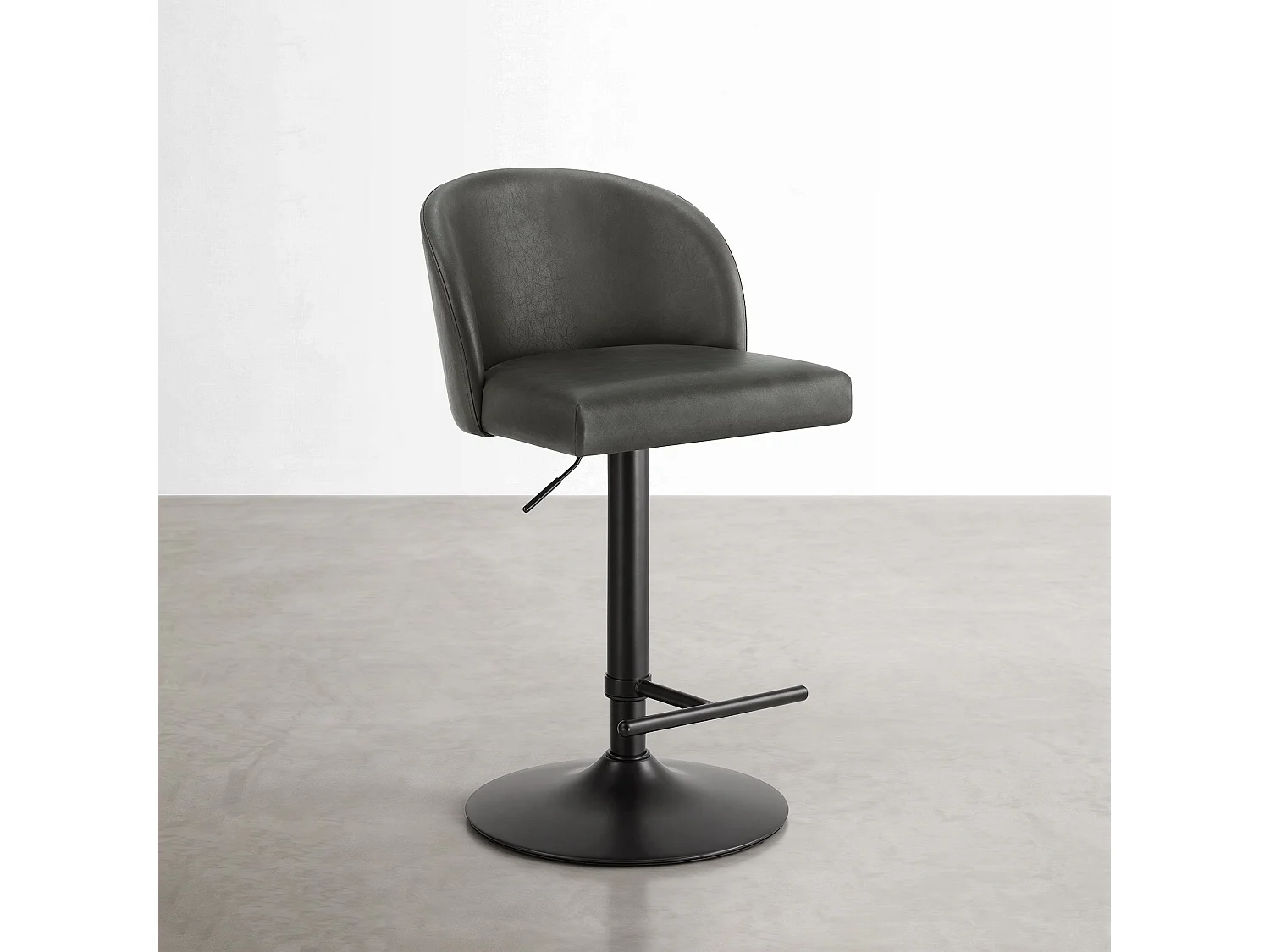 Lot de 2 Tabouret de Bar Réglable en Hauteur, Revêtement en PU, Rotatif sur 360°avec Repose-Pieds