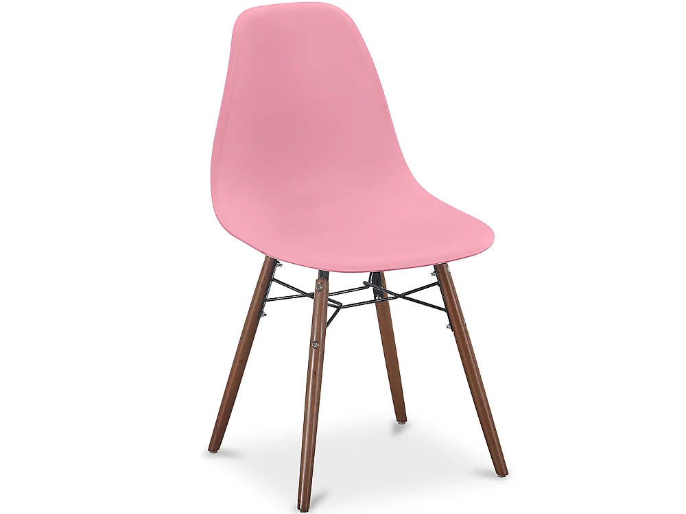 Chaise de salle à manger - Design scandinave - Pieds en bois foncé - Skögur Rose