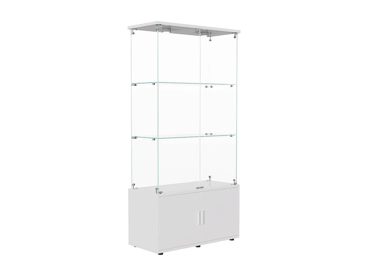 Vitrinekast met 3 planken, kasten en ledverlichting – modern design wit