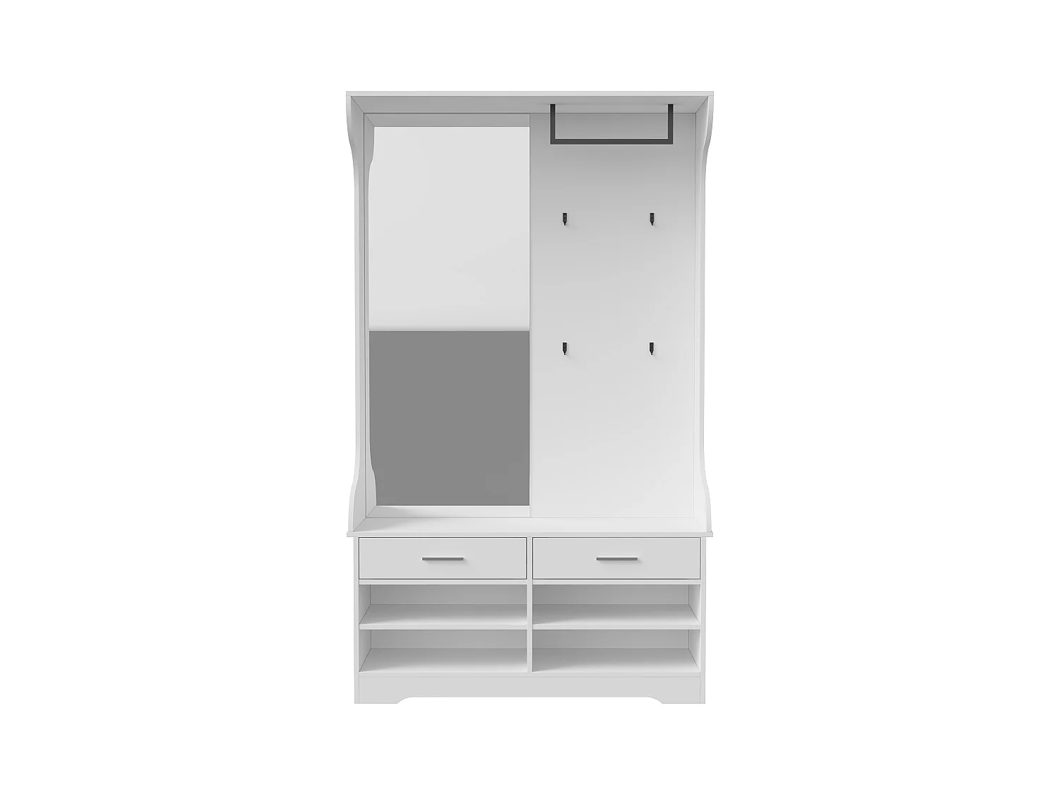 Flurschrank mit Spiegel, Haken, Stange und Schuhablage