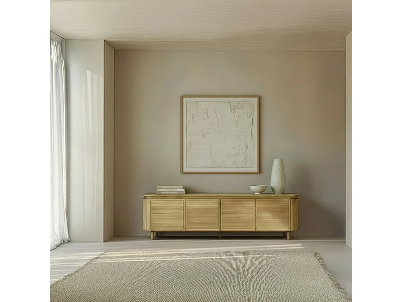 Meuble tv en bois massif naturel 180x50