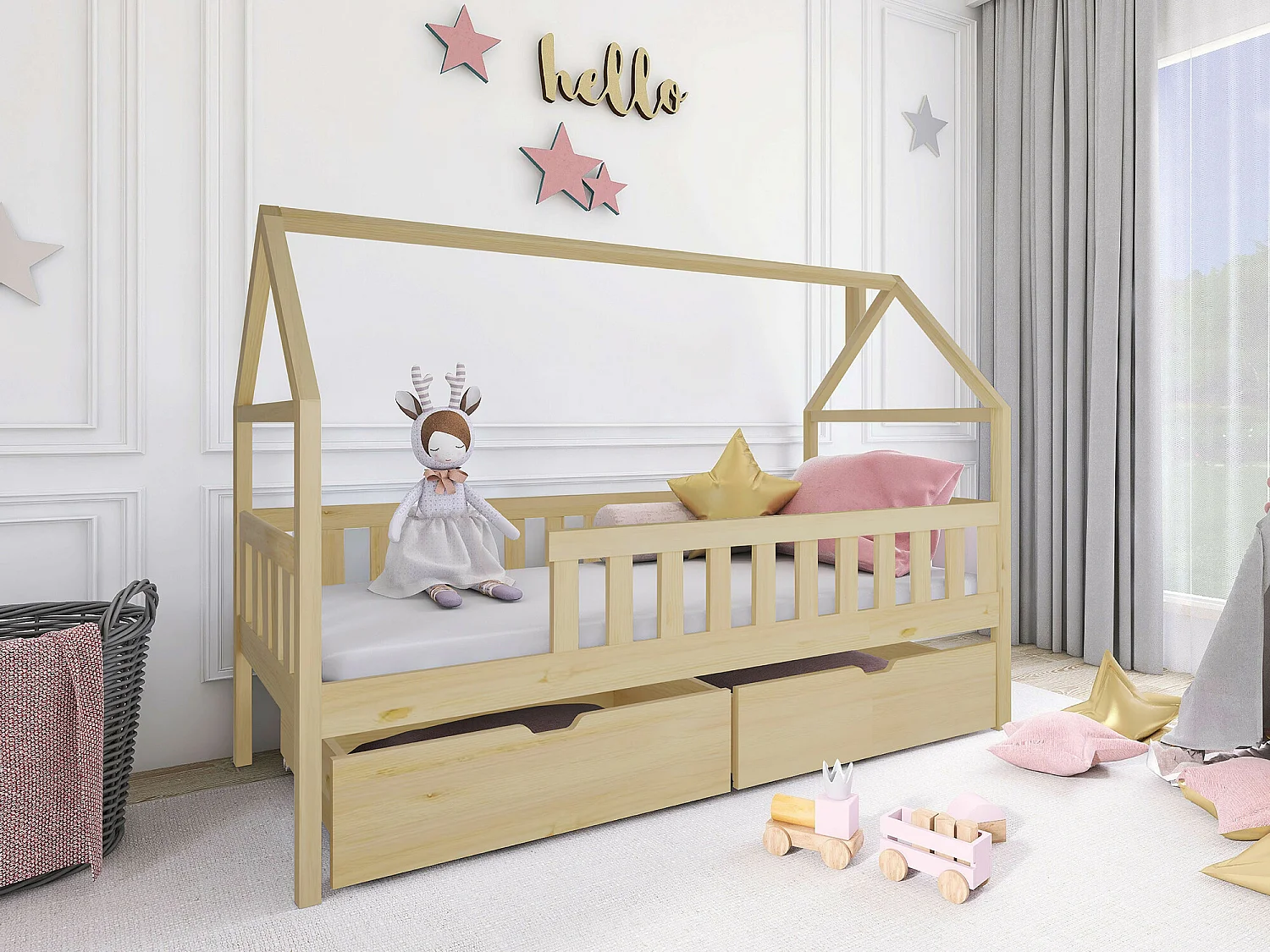 Lit Vista 116, Unique, Brun clair, 80x180, Bois, Disponible, 86x188x133cm