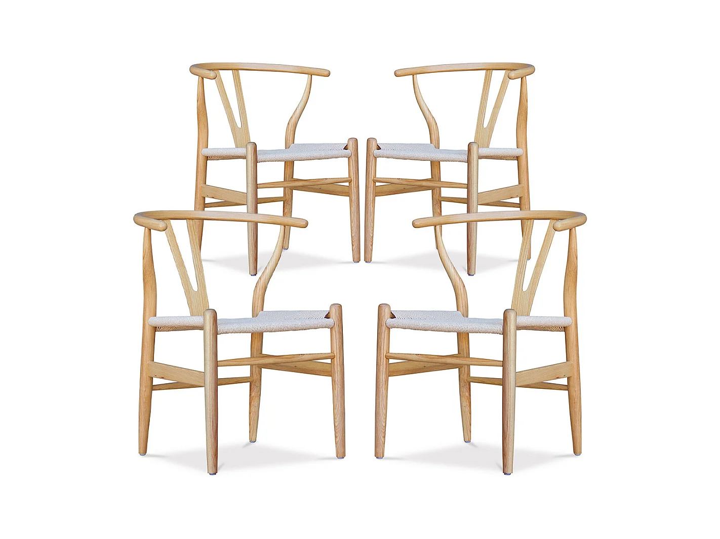 Lot de 4 Chaises de Salle à Manger en Bois - Style Scandinave - Wish Bois naturel