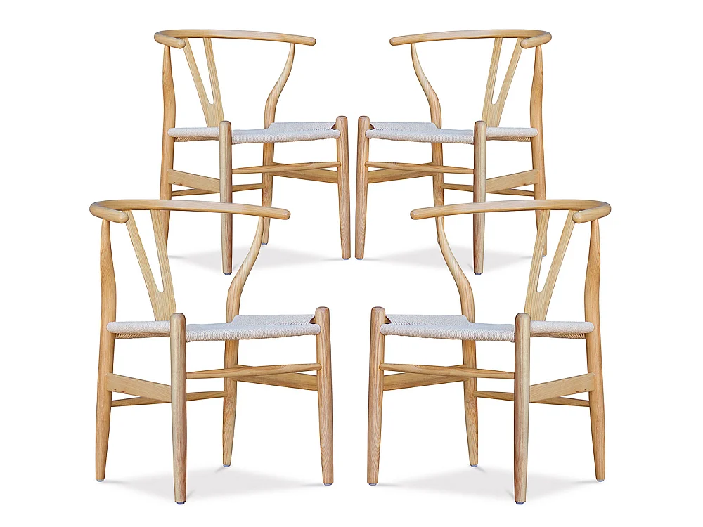 4er-Pack Esszimmerstühle aus Holz - Skandinavischer Stil - Wish