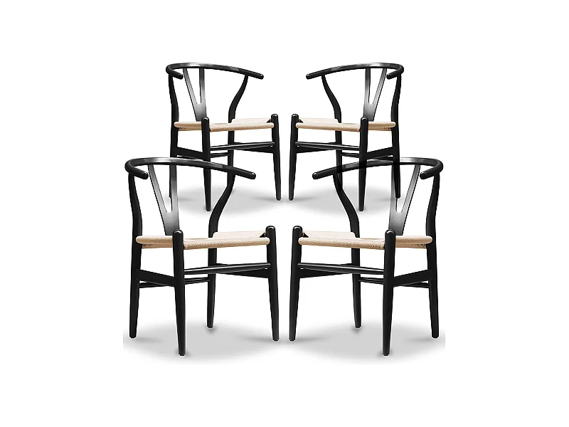 4er-Pack Esszimmerstühle aus Holz - Skandinavischer Stil - Wish