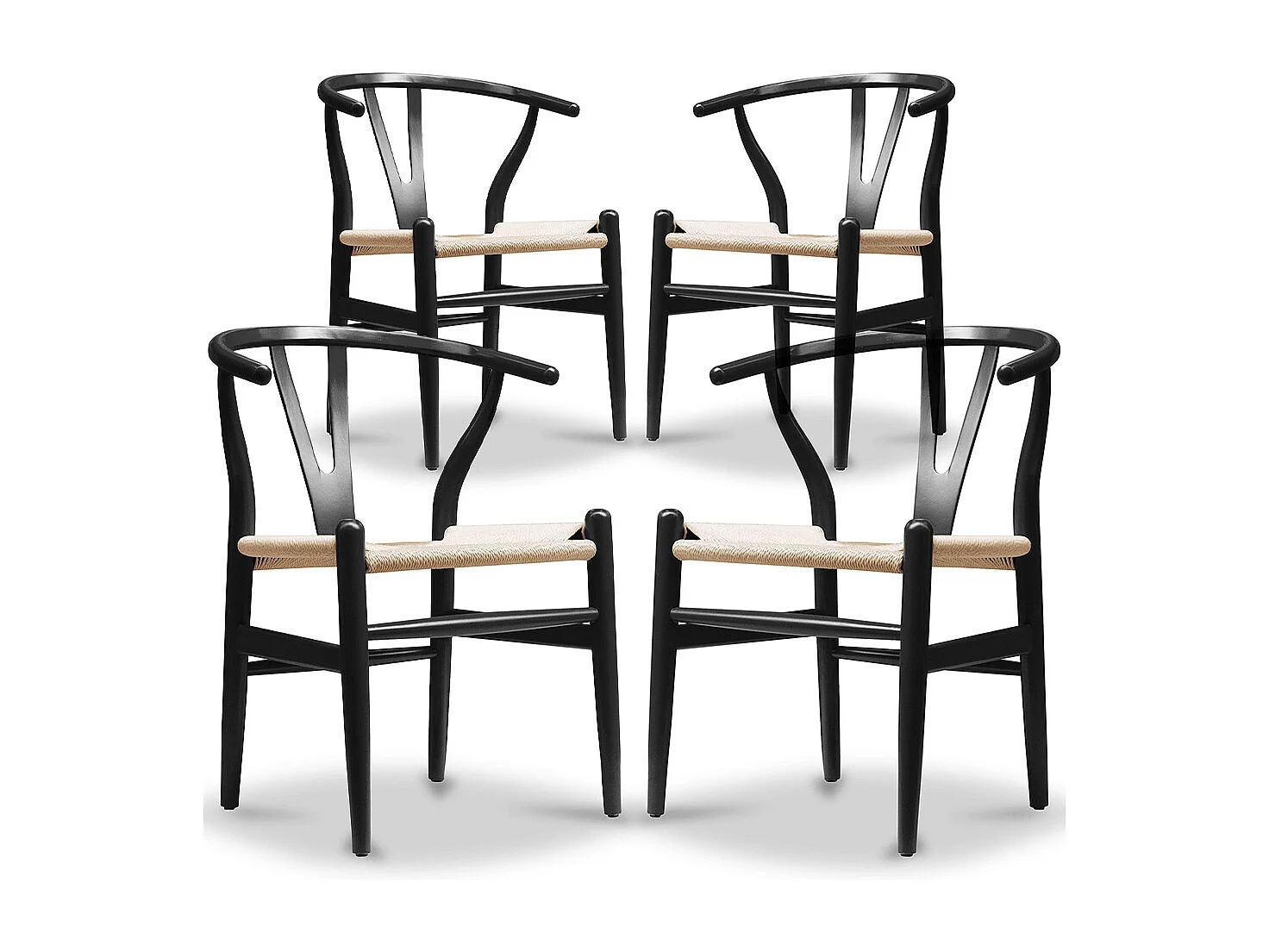 Confezione di 4 Sedie da Pranzo in Legno - Stile Scandinavo - Wish