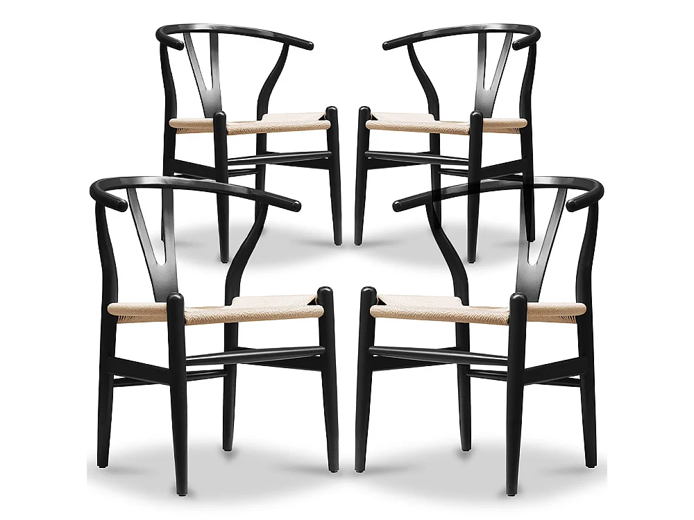 4er-Pack Esszimmerstühle aus Holz - Skandinavischer Stil - Wish