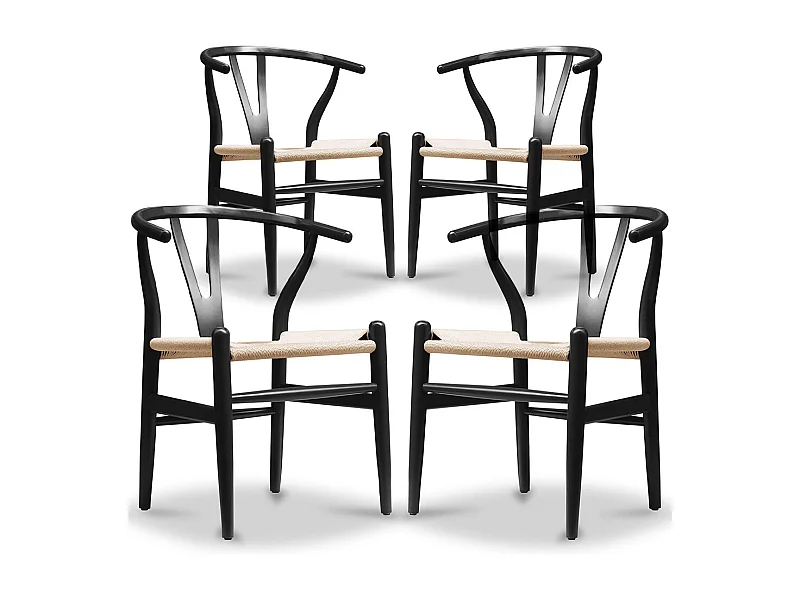 Confezione di 4 Sedie da Pranzo in Legno - Stile Scandinavo - Wish