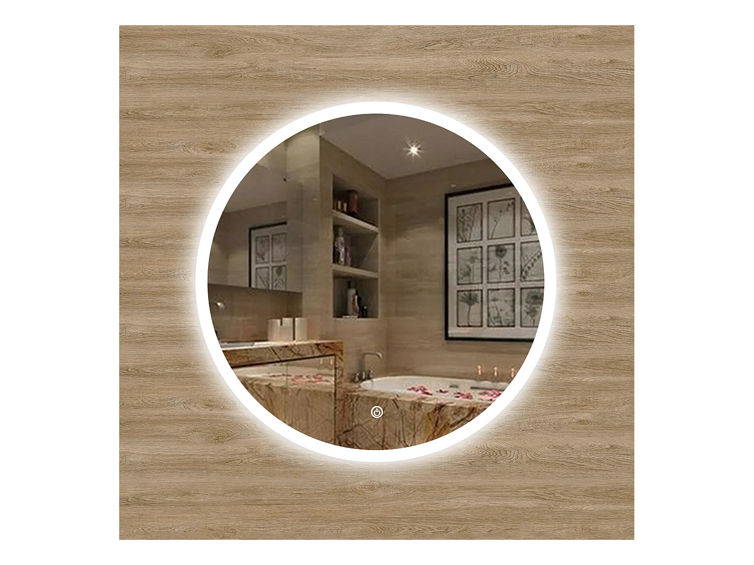 AICA Espejo de baño con iluminación LED Espejo redondo,70 cm, antivaho, brillo ajustable, memoria de apagado