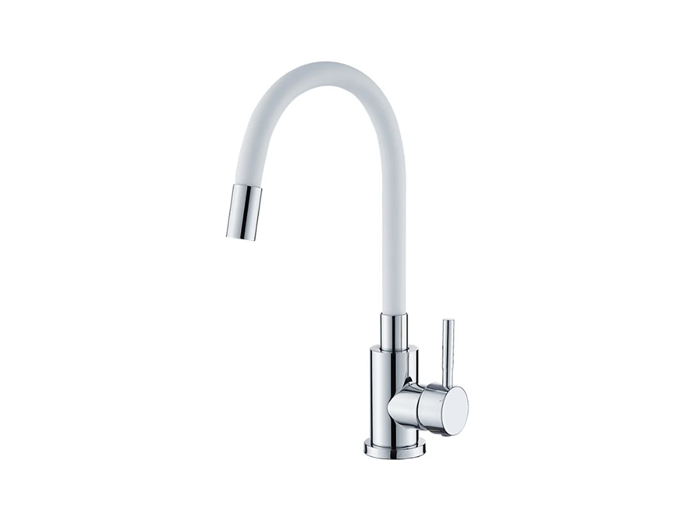 Robinet de cuisine réglable direction Silicone écologique en céramique avec flexible Blanc