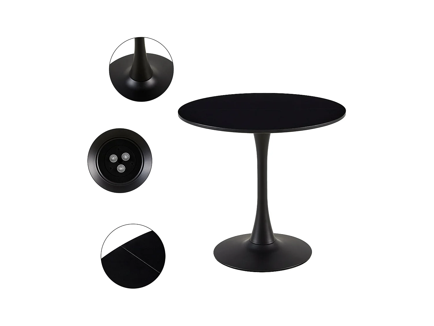 Table Ronde Noir Loisirs Table à Manger Scandinave Balcon Petite Table Ronde(Size:80x80x73cm)