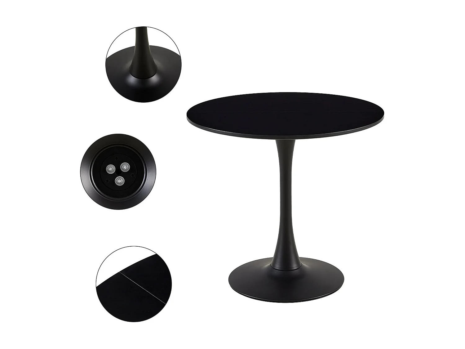 Table Ronde Noir Loisirs Table à Manger Scandinave Balcon Petite Table Ronde(Size:80x80x73cm)