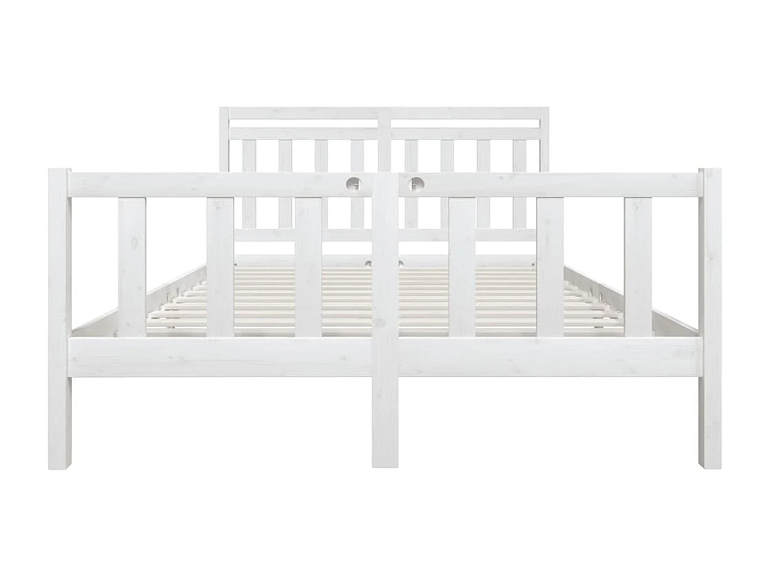 Stelaż łóżka Biały Drewno Lite 150x200 cm Bardzo Duży Prosty i Solidny Design