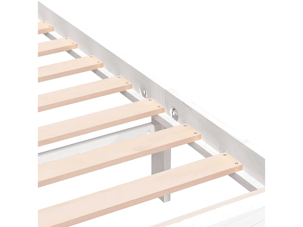 Stelaż łóżka Biały Drewno Lite 150x200 cm Bardzo Duży Prosty i Solidny Design